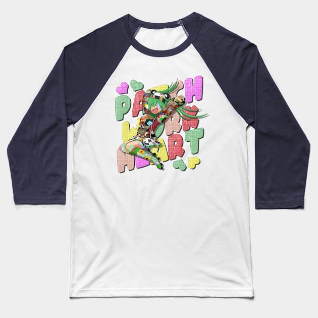 Patchwork Heart Baseball T-Shirt by SetaMasters